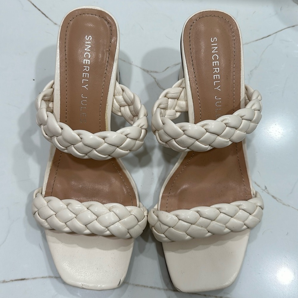 White Braided Chunky Heel-sincerely Jules